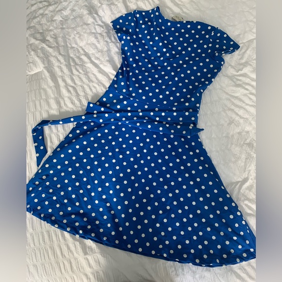 EUC Leota New York blue and white polka dot dress size M - Picture 3 of 6